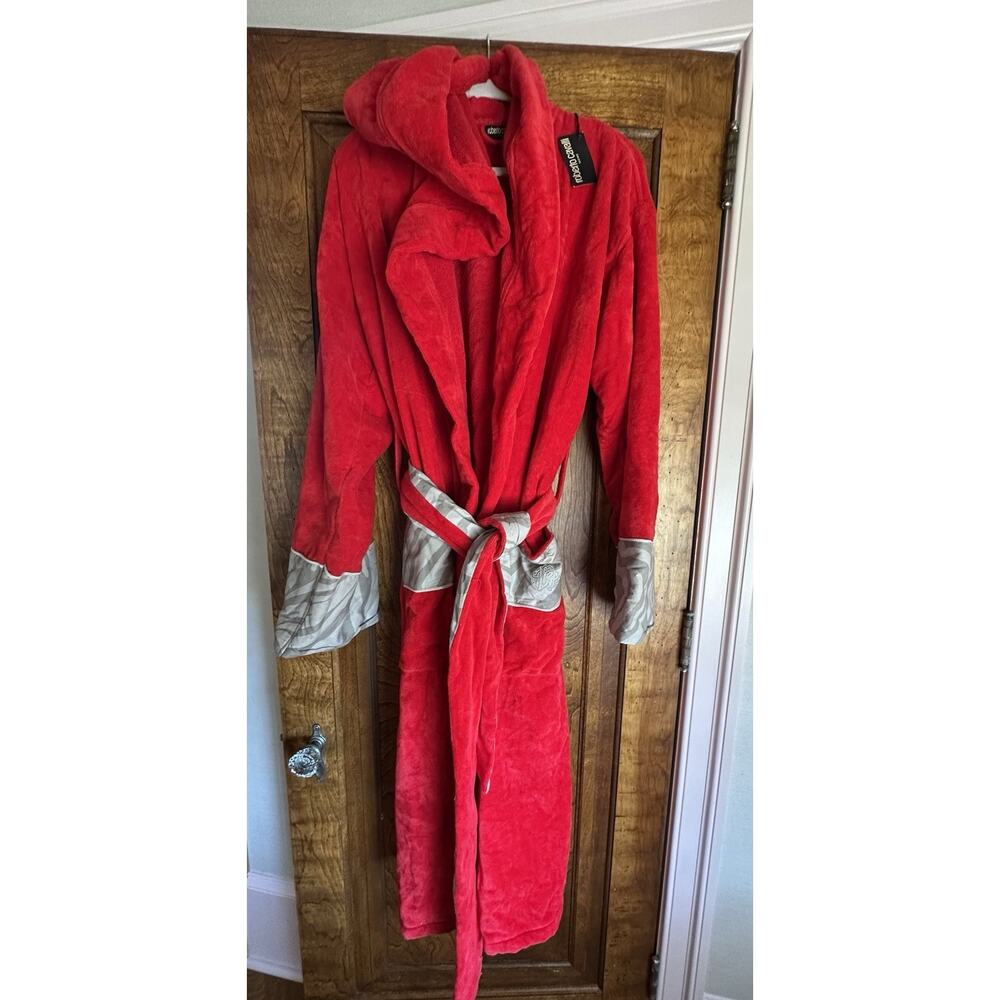 NWT Roberto Cavalli Red Hooded Belted Bathrobe XXL
